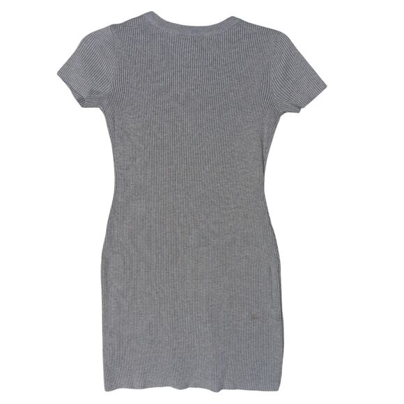 No Boundaries Ribbed Mini Dress Size Small Gray Snap Button Down Short Sleeve - Picture 4 of 12
